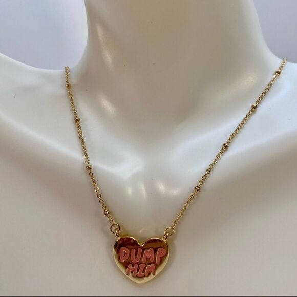 “Dump Him” necklace on delicate gold tone chain. - Picture 1 of 7